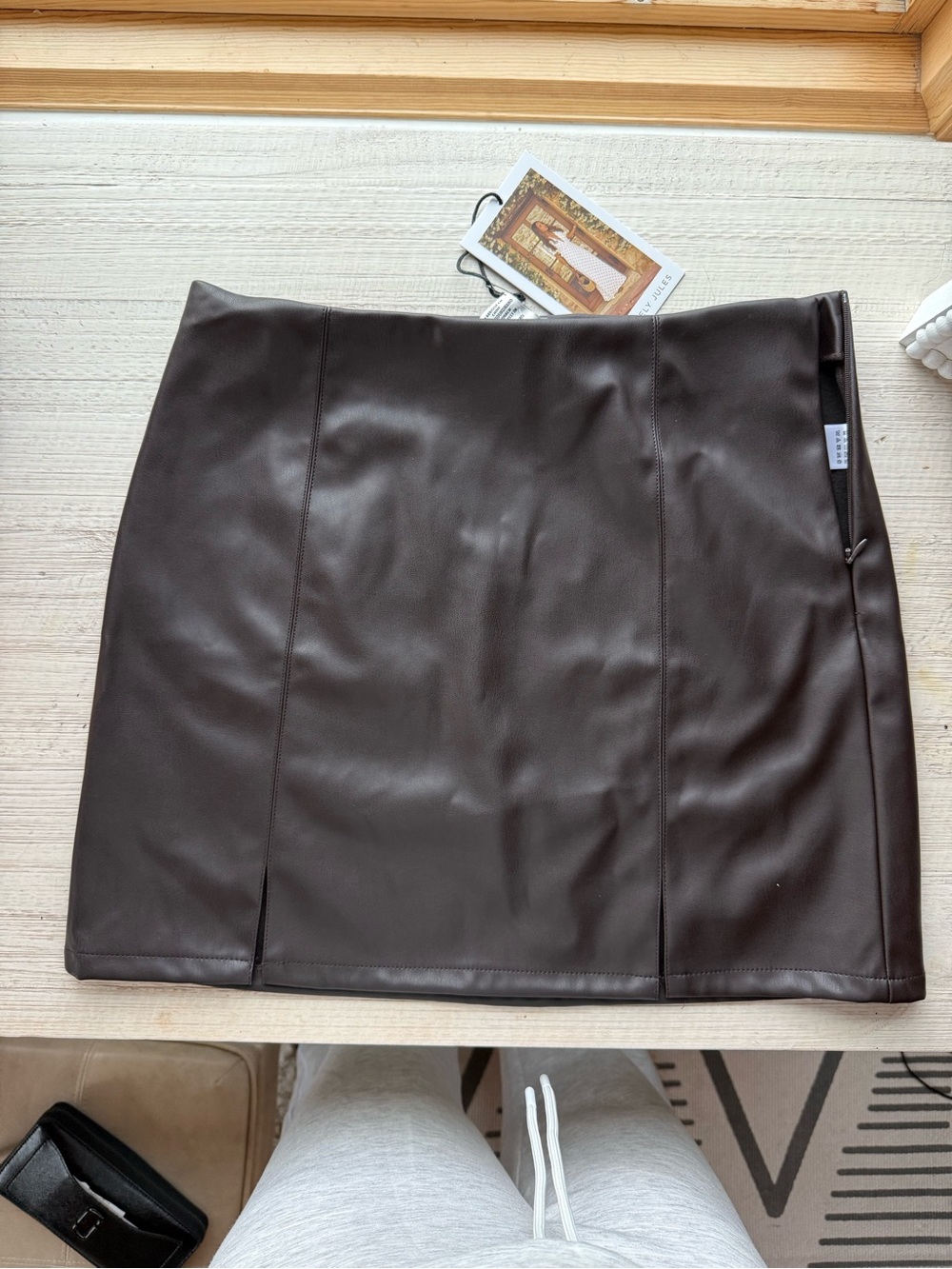 Sincerely Jules Dark Brown Faux Leather Mini Skirt